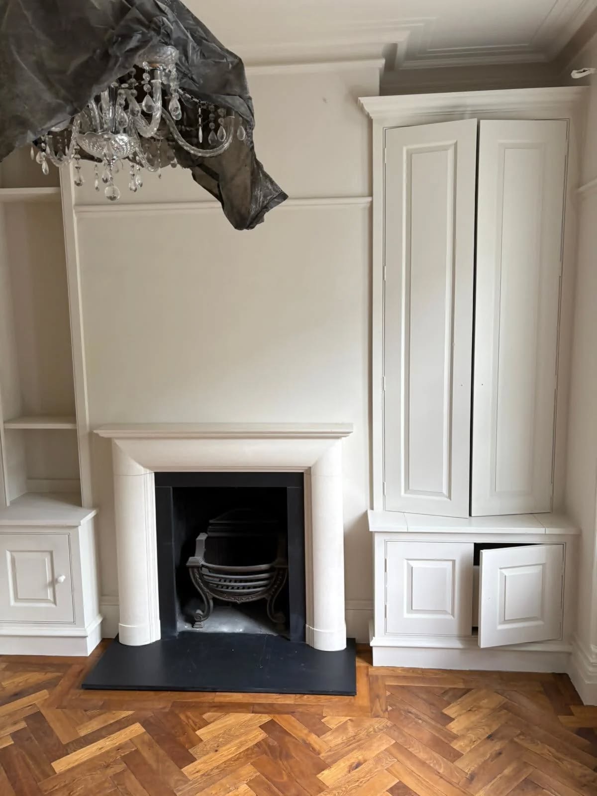 Painted fireplace alcove
